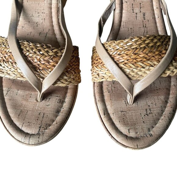 Tuscany Easy Street Italian Wedge Sandal Women Sz 9W Cork Straw Beach Italy Heel - Picture 7 of 8